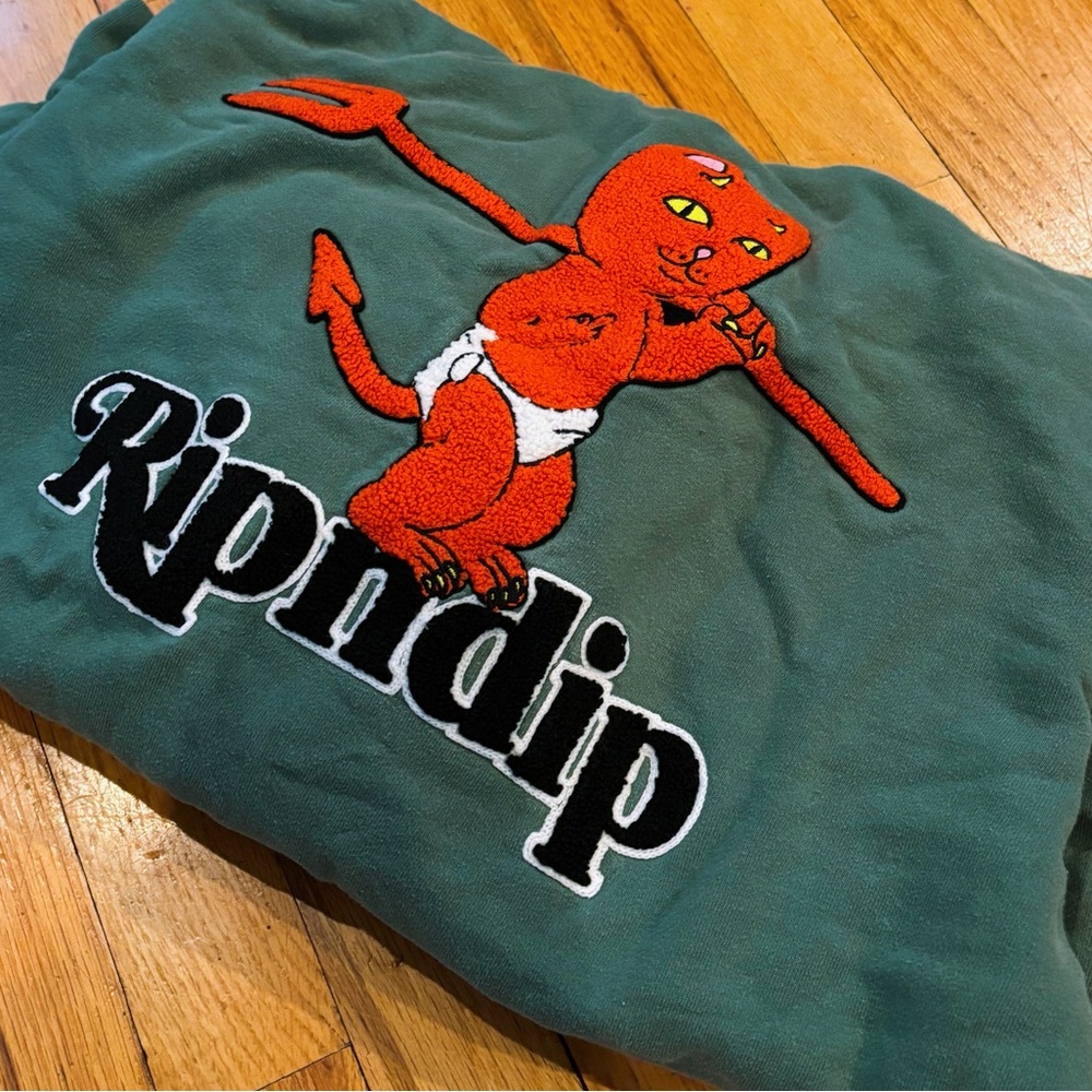 Ripndip Green Sweatshirt with Orange Graphic